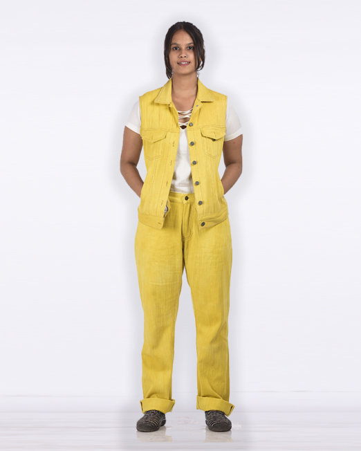 Khadi Denim Jeans & Jacket Combo - Marigold Vegetable Dye - Hand-stitched