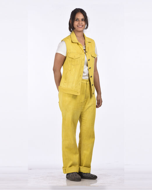 Khadi Denim Jeans & Jacket Combo - Marigold Vegetable Dye - Hand-stitched