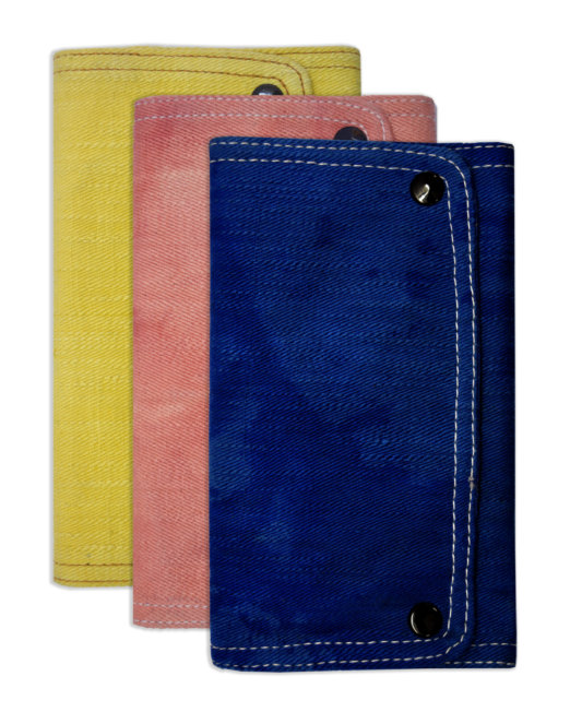 Women Multi Purpose Wallet Combo Khadi Denim Hand-crafted Yellow Red Blue