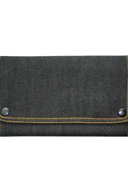 Hand-stitched Handloom Denim Wallet – Black